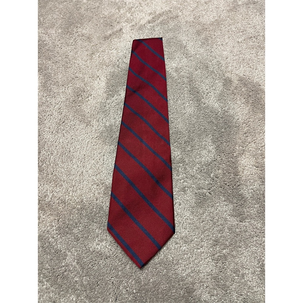 Brooks Brothers Makers Silk Tie Red Navy Blue Repp Stripe Made In USA